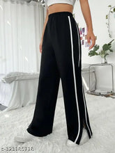 Ekeshwara black lycra side slit open straight paint for women, voguish clothing from India